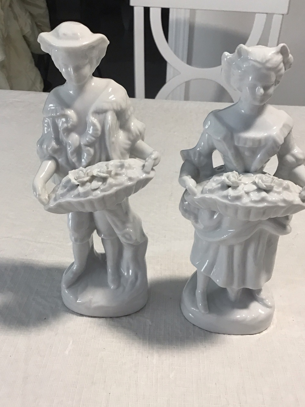 Japna White Porcelain Boy and Girl Figurine Pair. #24